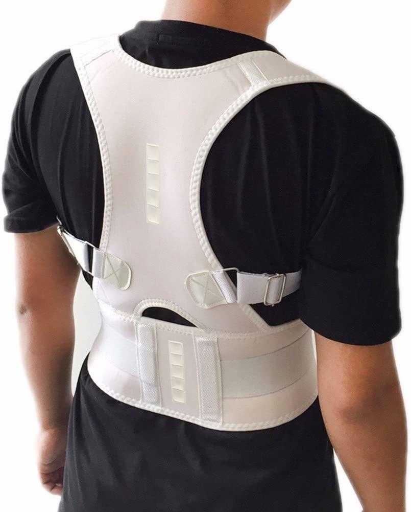 Thoracic Back Brace Posture Corrector- Magnetic Lumbar Back Support  Belt-Back Pain Relief Improve Thoracic Kyphosis for Lower and Upper Back  Pain Men Women (White Small) White Small