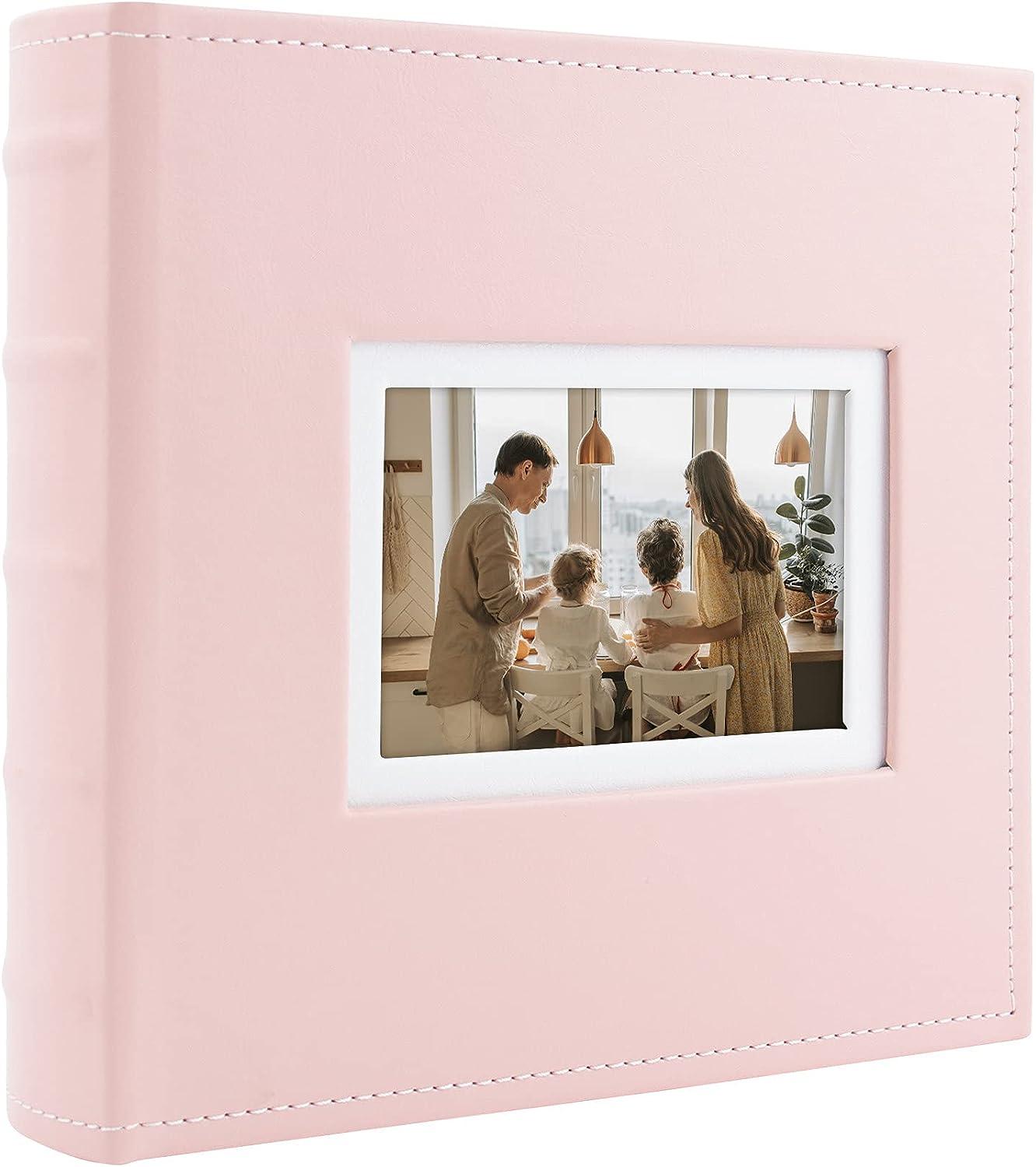 Golden State Art,Photo Album Hold 200 4x6 Horizontal Pictures with Memo for  Christmas,Weddings, Holidays, Engagements, Vacations, Family (2 per Page,  Faux Leather Cover, Coral Pink) 200 Leather Pink