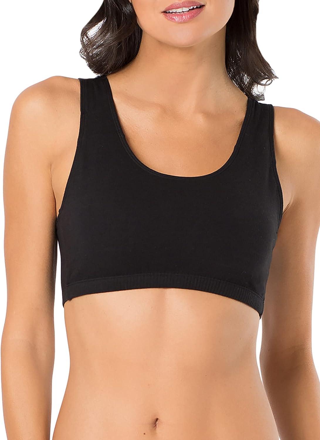 Fruit of the Loom Women's Built Up Tank Style Sports Bra Value Pack Black/ White/White/Heather Grey 4-pack 42