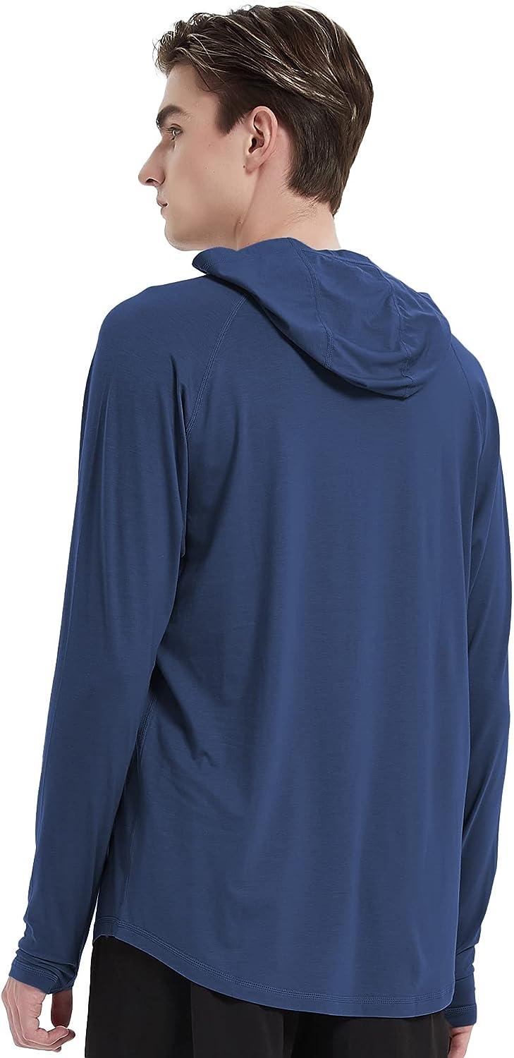 Netdraw Men's Ultra-Soft Bamboo Viscose Hoodie Shirt UPF 50 Sun Protection Long Sleeve Lightweight UV Shirt (Black, Small) At Men's Clothing Store - View #7