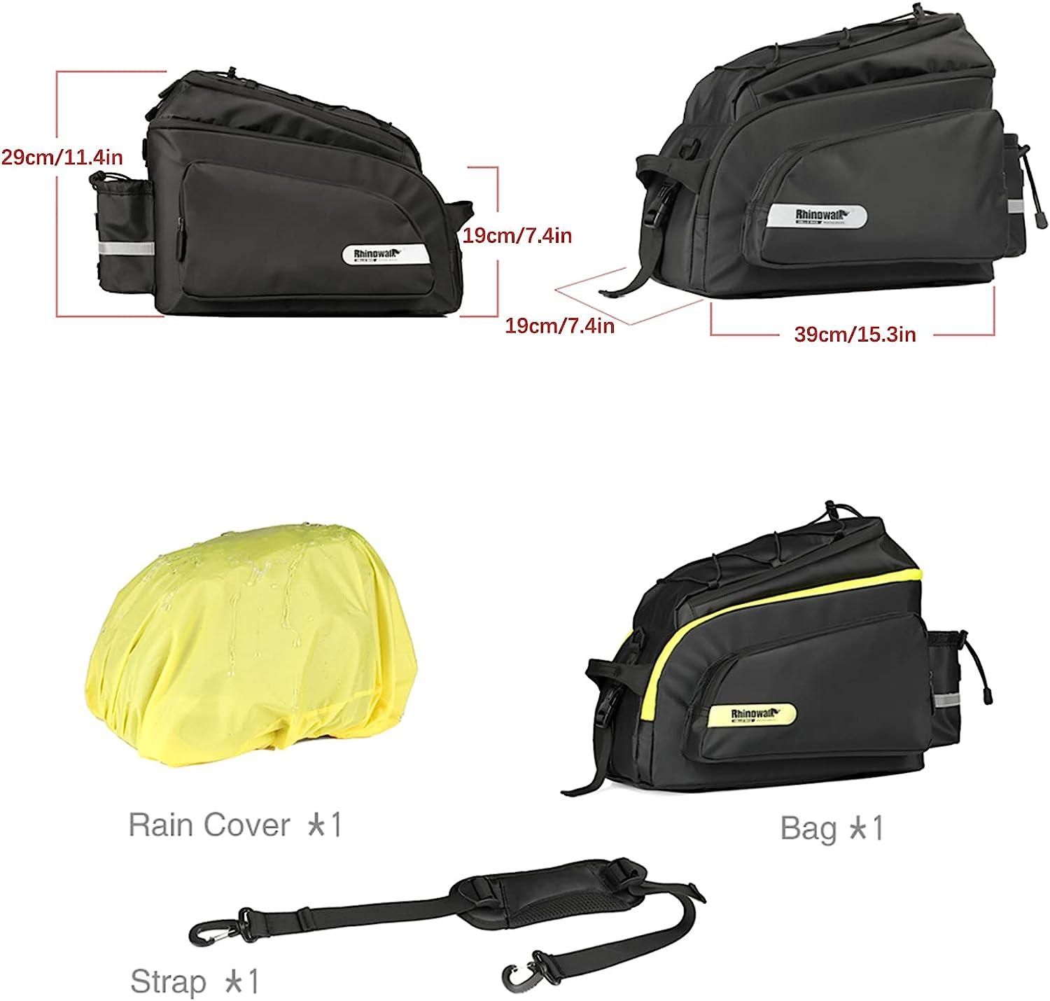 Rhinowalk Bike Bag Bike Trunk Bag Bike Pannier Bag,(for Bicycle Cargo Rack  Saddle Bag Shoulder Bag Laptop Pannier Rack Bicycle Bag Professional  Cycling Accessories) Black 17L