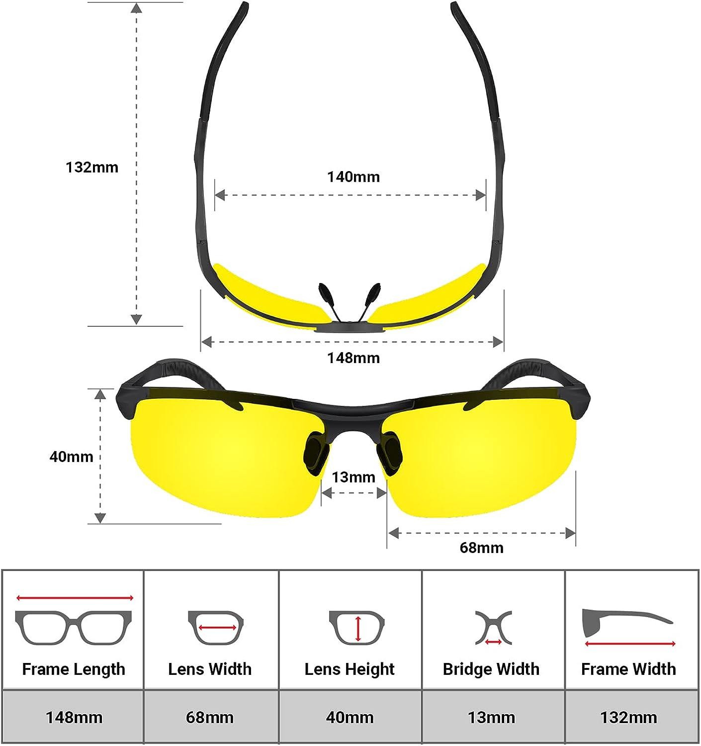 BLUPOND Set of 2 HD Day and Night Driving Glasses - Polarized Sunglasses  and Yellow Night Vision Glasses with Car Clip Holder 1 Yellow Lens + 1 Black  Lens