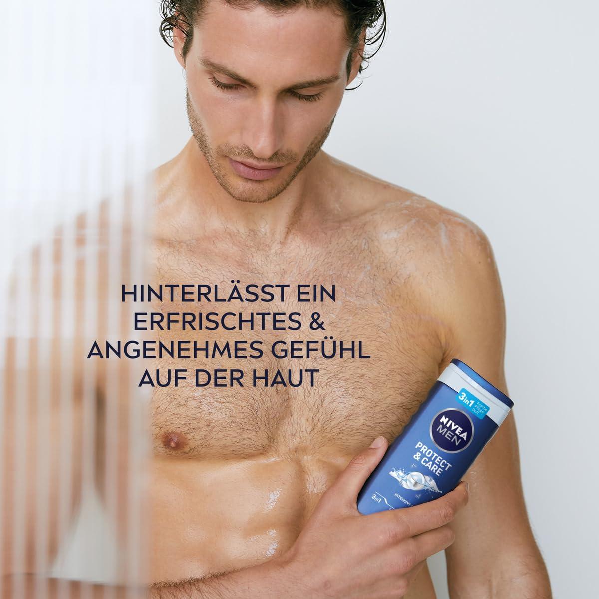 Nivea Men Protect & Care Duschgel 250ml - pH-Friendly Shower Gel with Aloe  Vera for Body Face & Hair