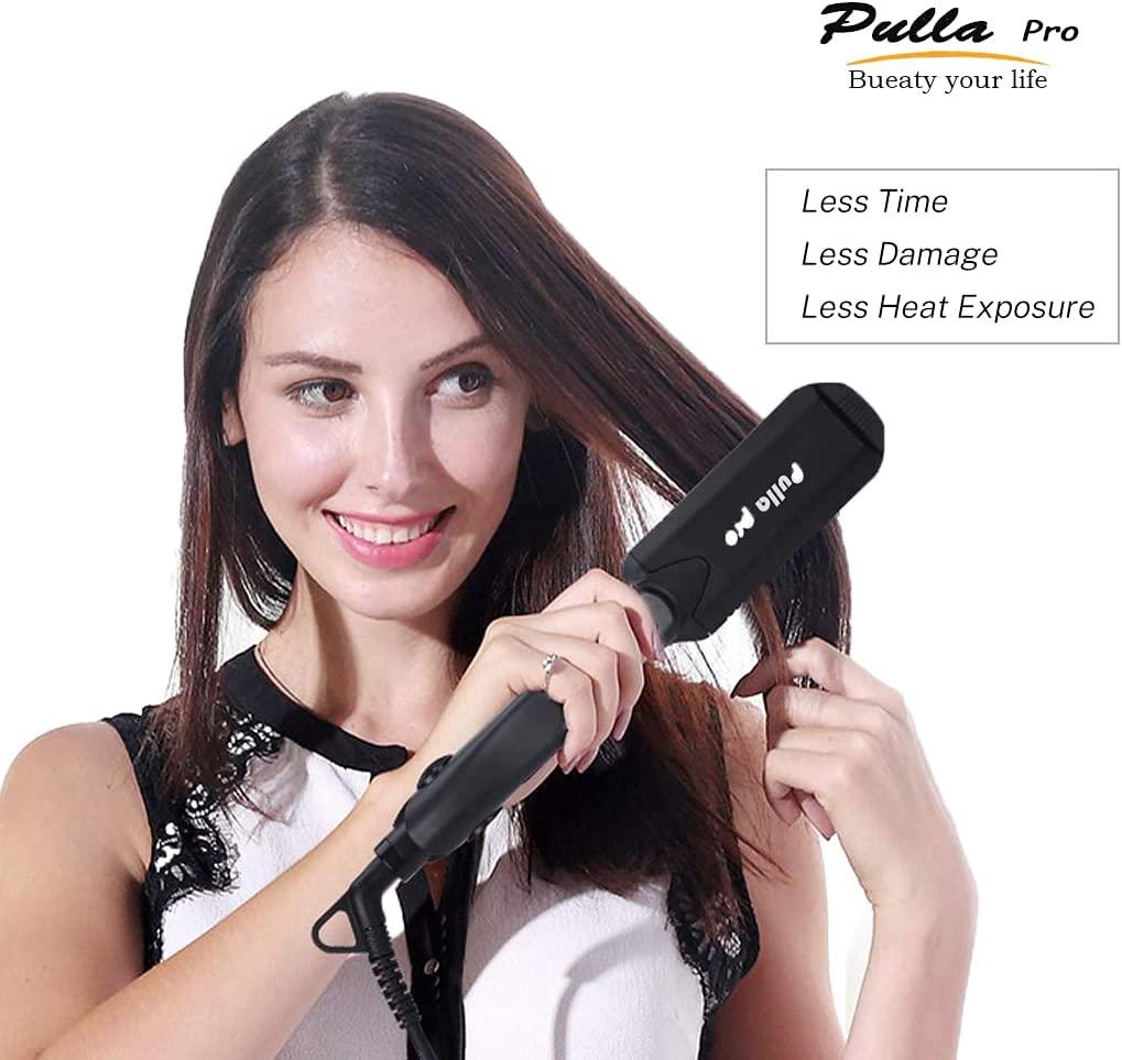 Pulla Hair Straightener and Crimper - 4 in 1 Tourmaline Ceramic Flat and  Curling Iron for Hair Styling with Adjustable Temperature - Salon High Heat  320F - 430F for All Hair Types