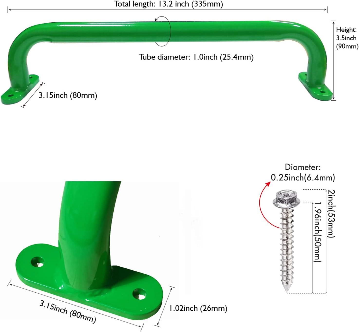 Purife 13'' Playground Kids Safety Handle Metal Green, Playset Handles