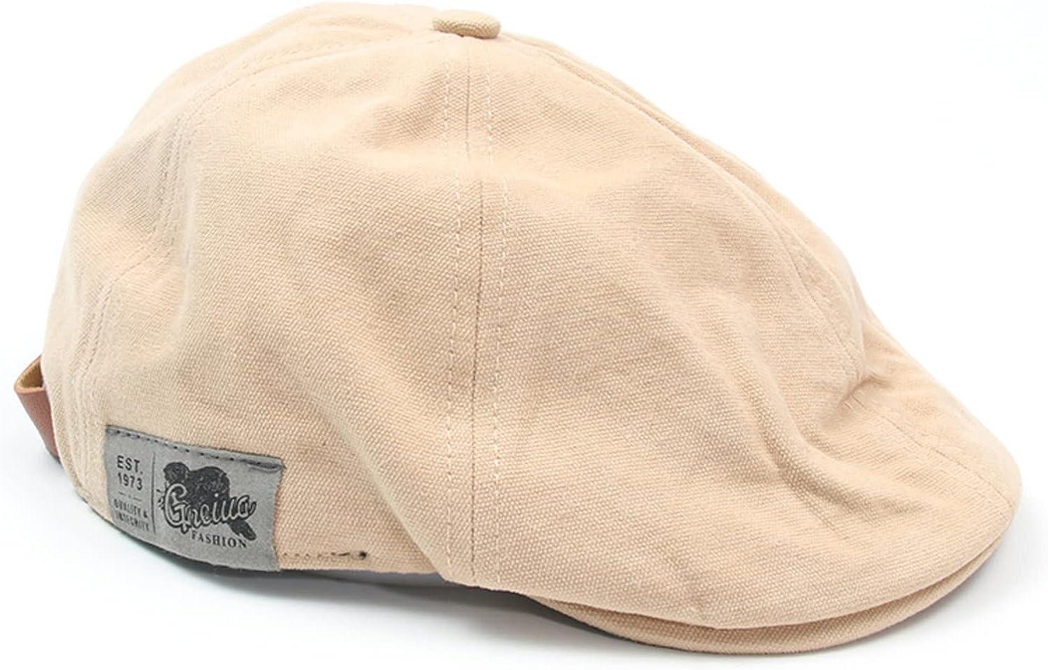 Men's Beret Hat Cotton Newsboy Berets Flat Caps Adjustable Classic Vintage Duckbill Buckle