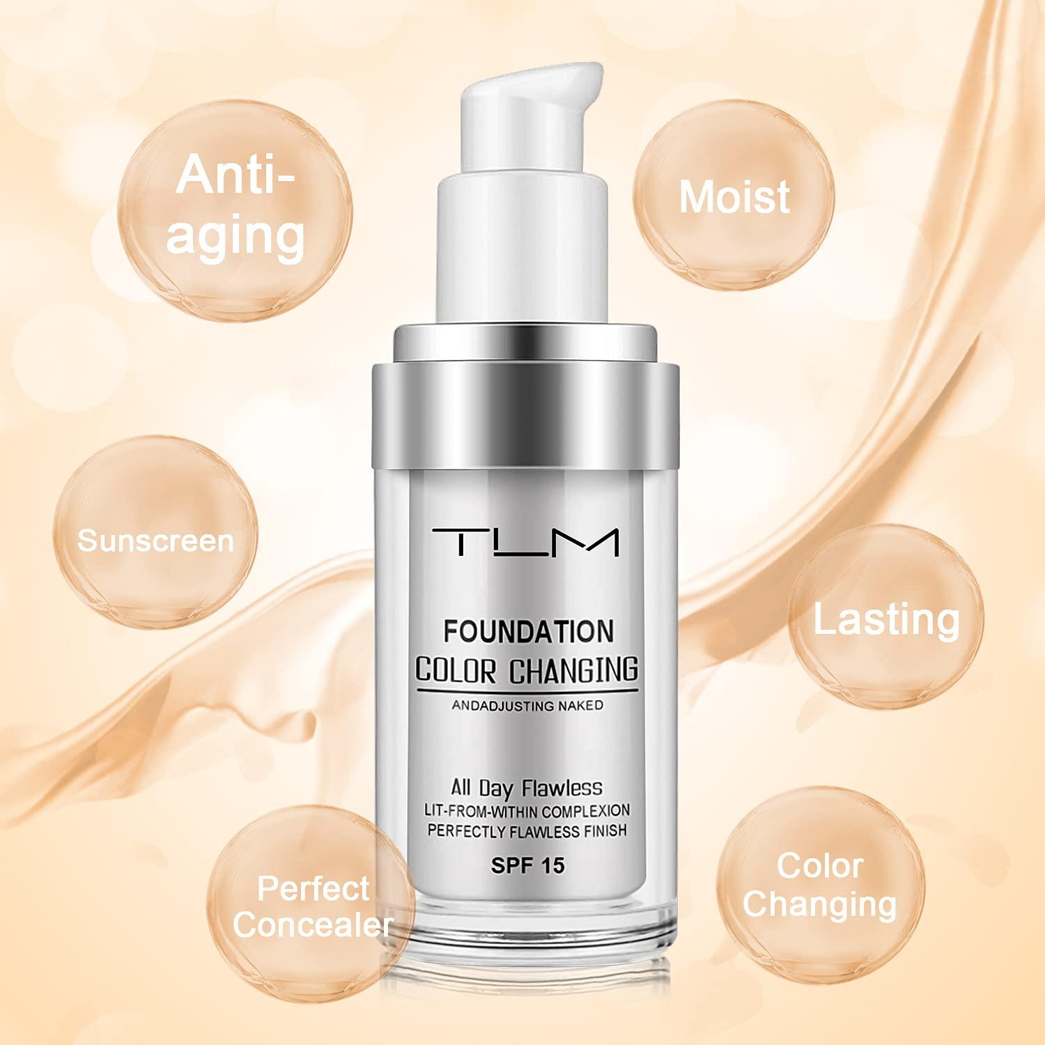  30ml TLM Flawless Color Changing Liquid Foundation Makeup  Change To Your Skin Tone By Just Blending : Beauty & Personal Care