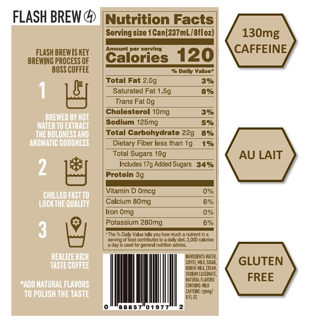 BOSS Coffee by Suntory 8oz 12 Pack Japanese Flash Brew Au Lait