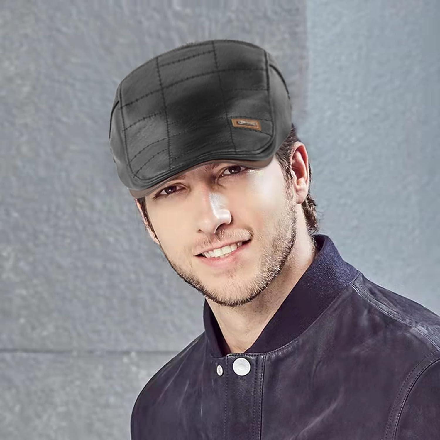 Beret Hat Men LUTICELI Men's Lambskin Leather Military Caps Cadet