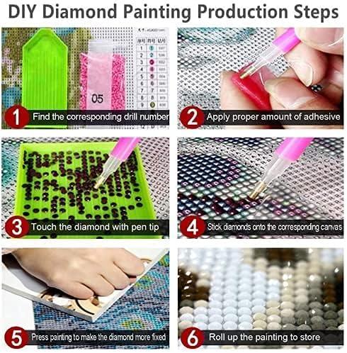 1 Set 7.87 X 7.87 Inch DIY Round Full Diamond 5D Diamond Artist Wall Decor,  Adult Diamond Painting Kit 5D DIY Diamond Painting Full Diamond Beginner A