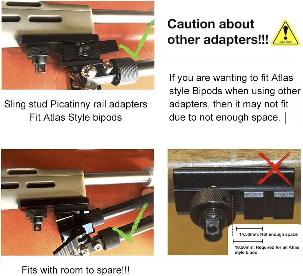 HUNTPAL Sling Stud Picatinny Rail Bipod Adapter Aluminum 3 Slots 1913