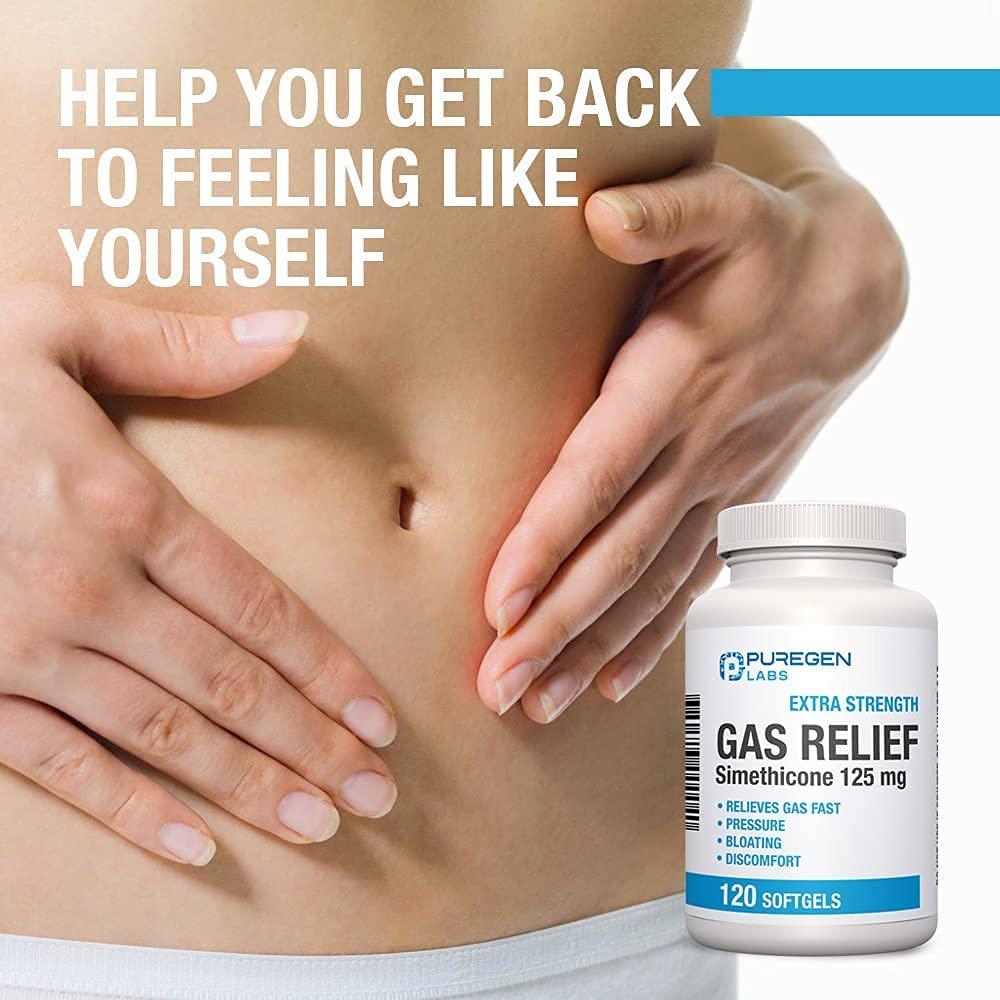 Gas Relief Softgels 125mg Relieve Pressure, Bloating, and