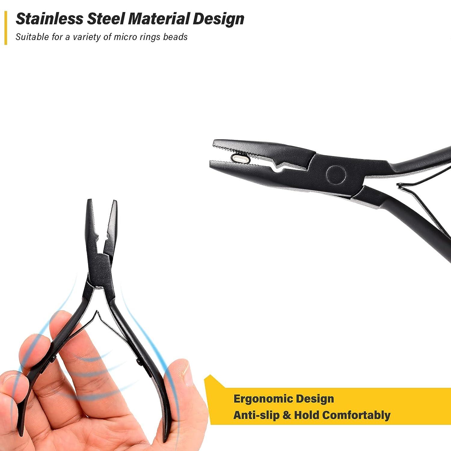 Long Pro Hair Extension Pliers Micro Link/Bead Closer Tool Kit Plier  Beading