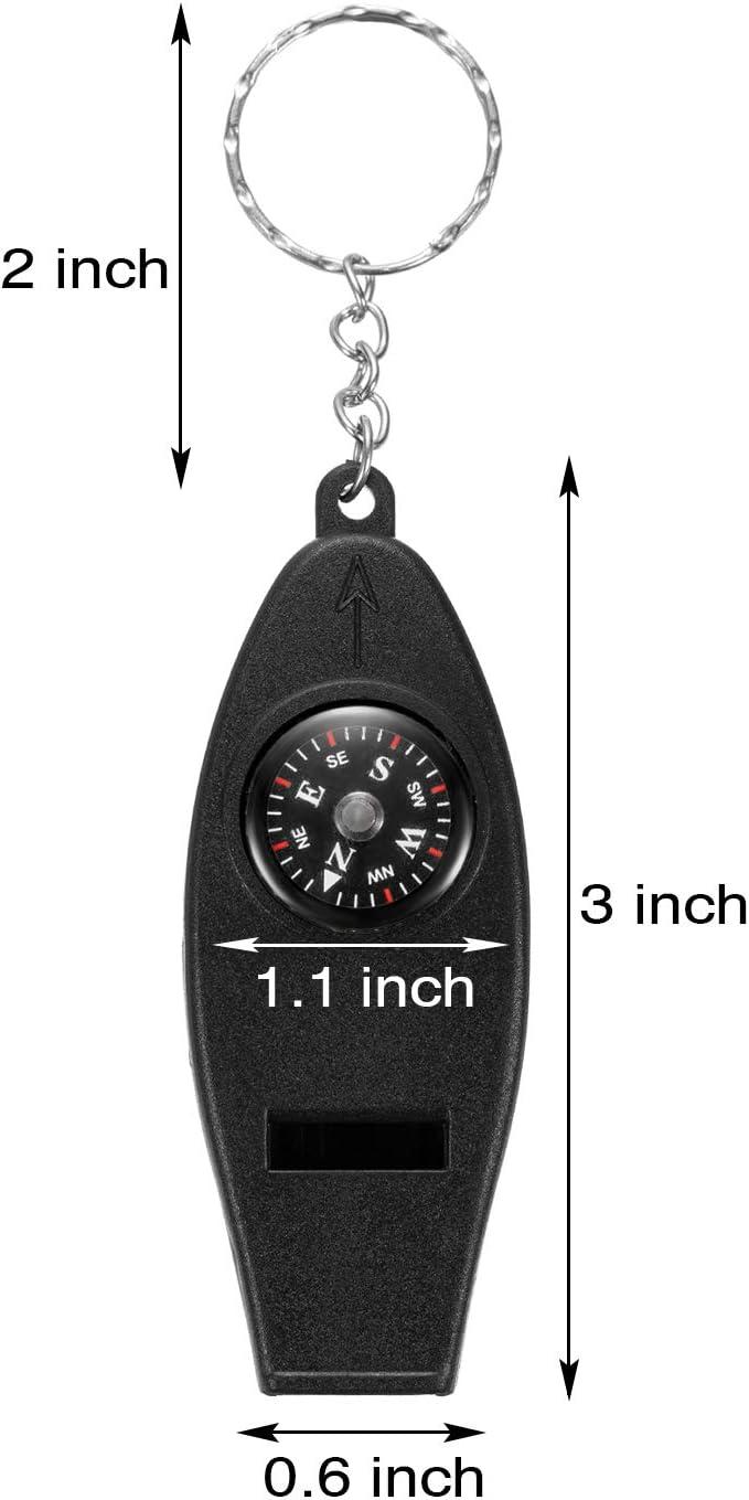 BBTO 16 Pack Multifunctional Whistle Compass Thermometer Magnifier Sports  Multi-Function Whistle Emergency Survival Tool