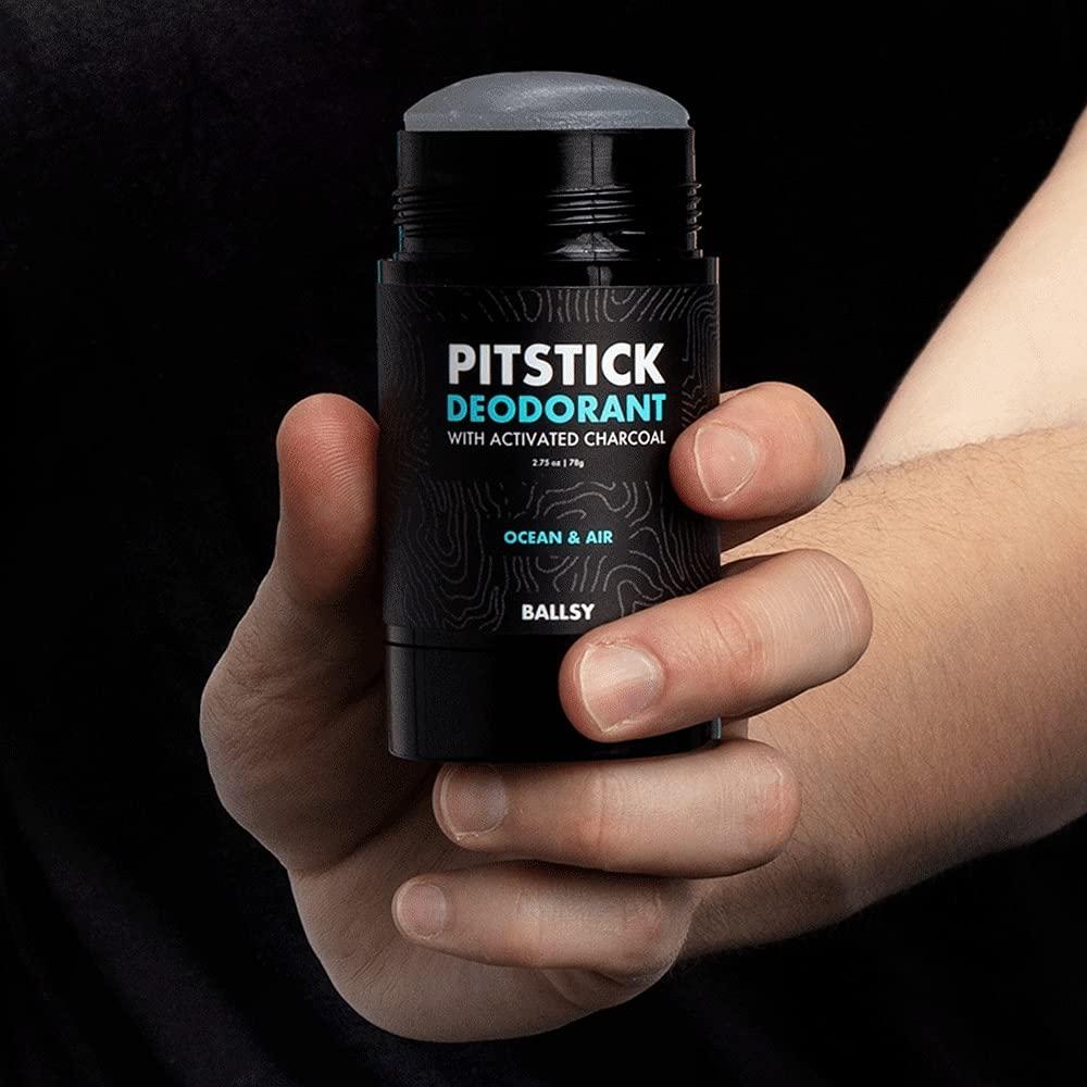 Ballsy Pitstick Activated Charcoal Natural Deodorant Mens Aluminum