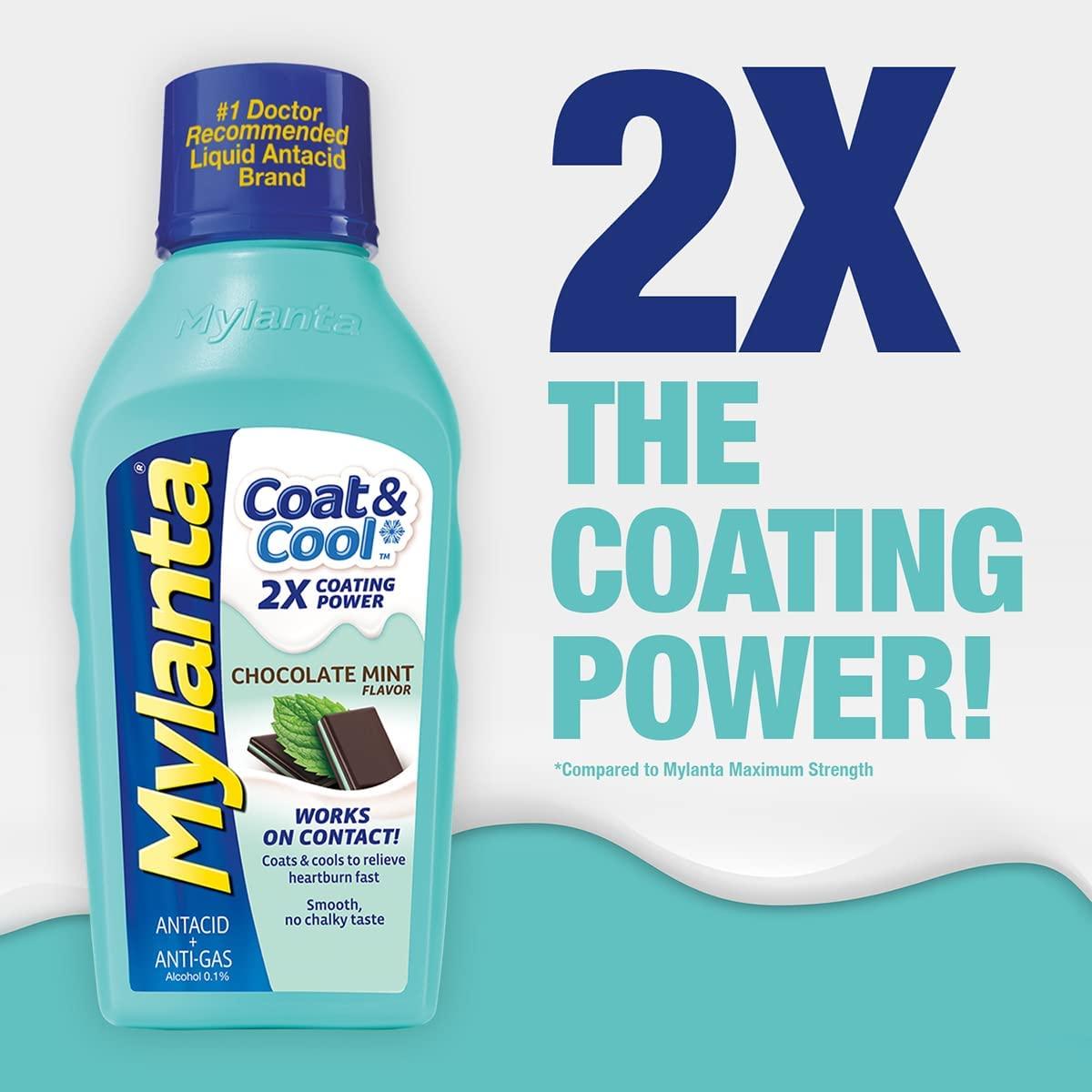 Mylanta Antacid and Gas Relief, Coat & Cool Formula, Chocolate Mint