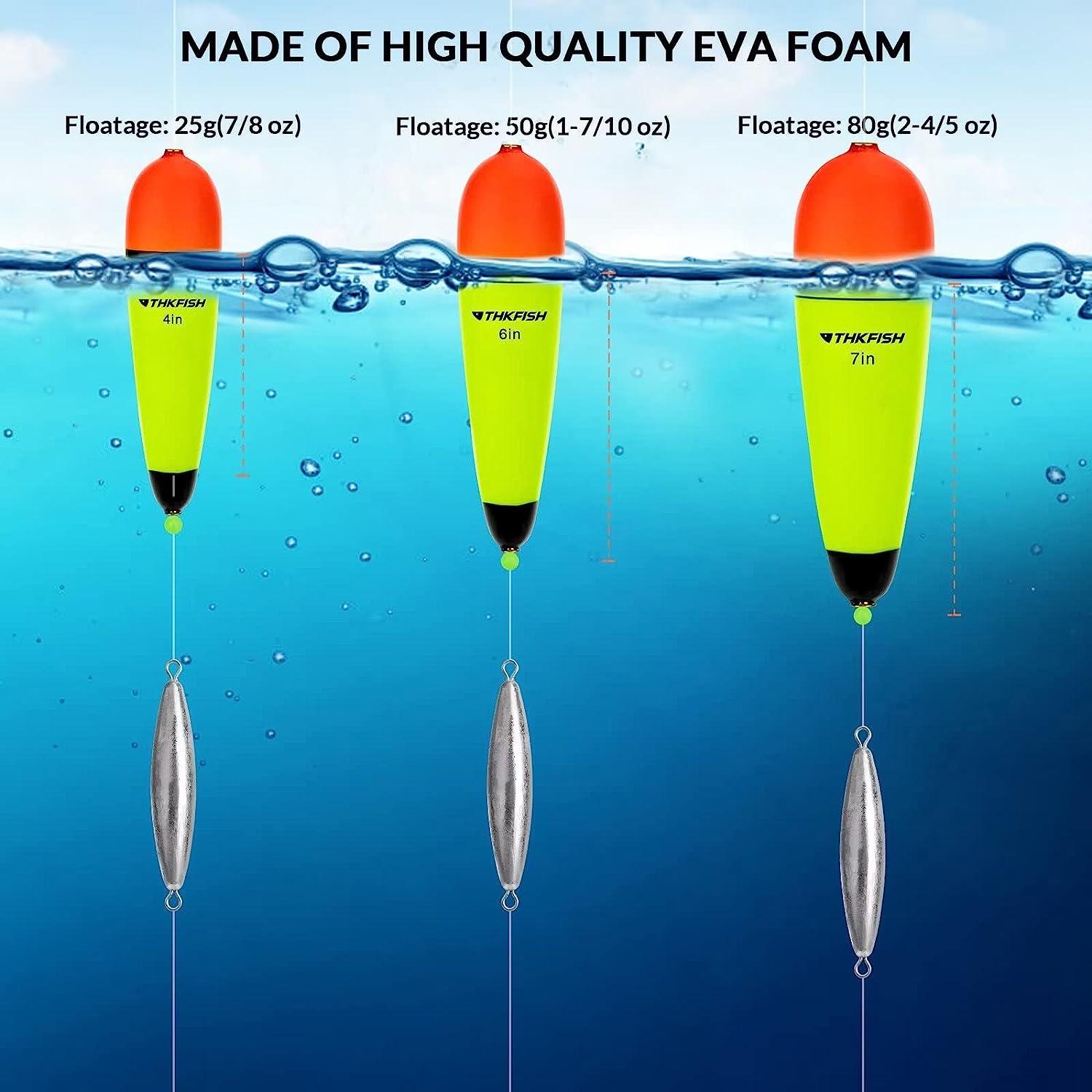 THKFISH Slip Bobbers Floats EVA-Slider-Bobbers Slip Corks for Sea Fishing  Catfish Bobbers Assortment Freshwater 4PCS 4, 6, 7  Floatage-1-7/10oz(50g)*4pcs