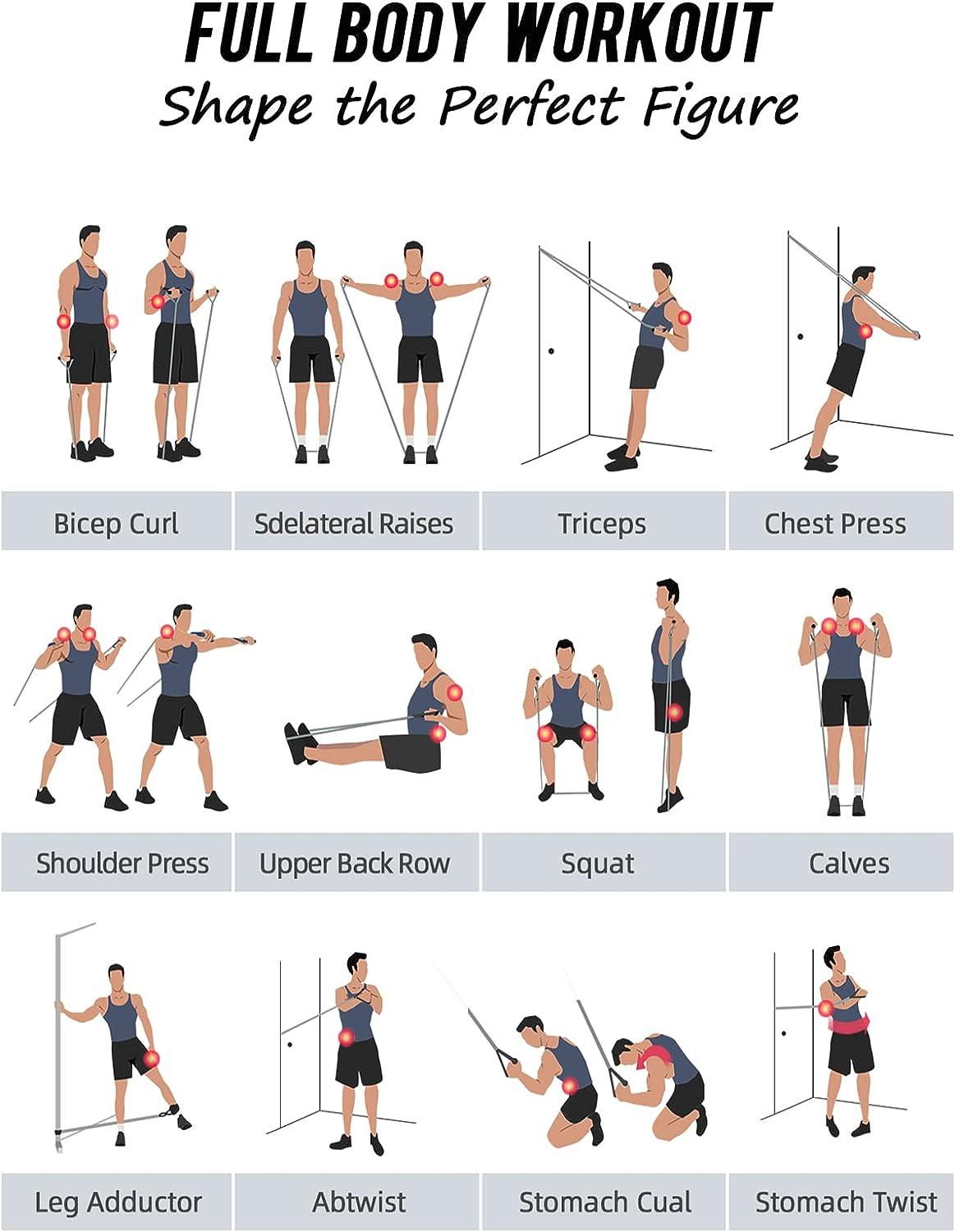 NITEEN Heavy Resistance Bands Set for Men Women Multi Weight Exercise Bands with Handles Door Anchor and Ankle Straps Strength Training Equipment for Home Gym Workouts