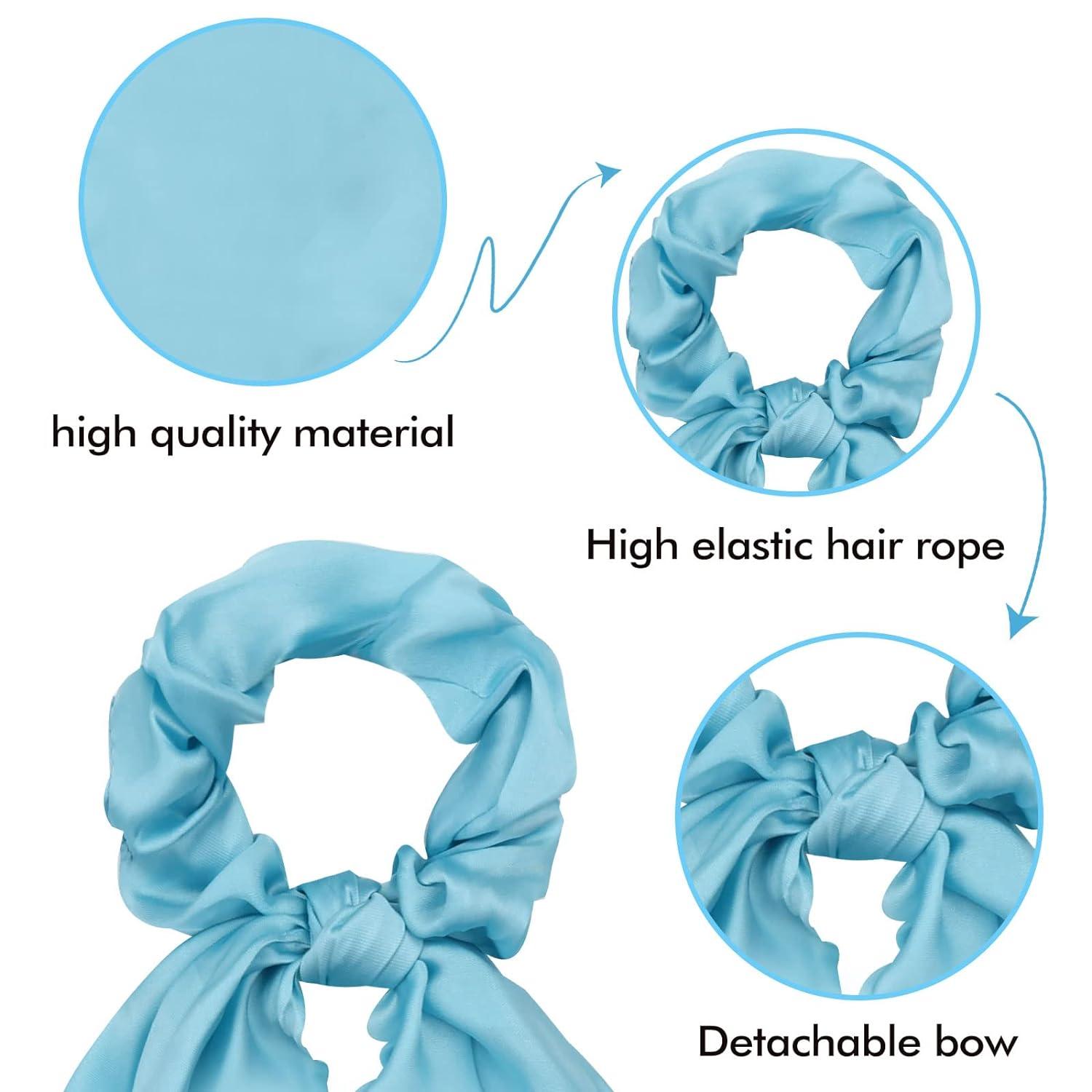 8 Pack Colorful Solid Plain Long Chiffon Ribbon Hair Bows for Girls Silk  Scrunchies Hair Ties for Thick Hair Ponytail Holders Headbands Elastics  Rubber Scarf Hairbands 90s Hair Accessories for Women