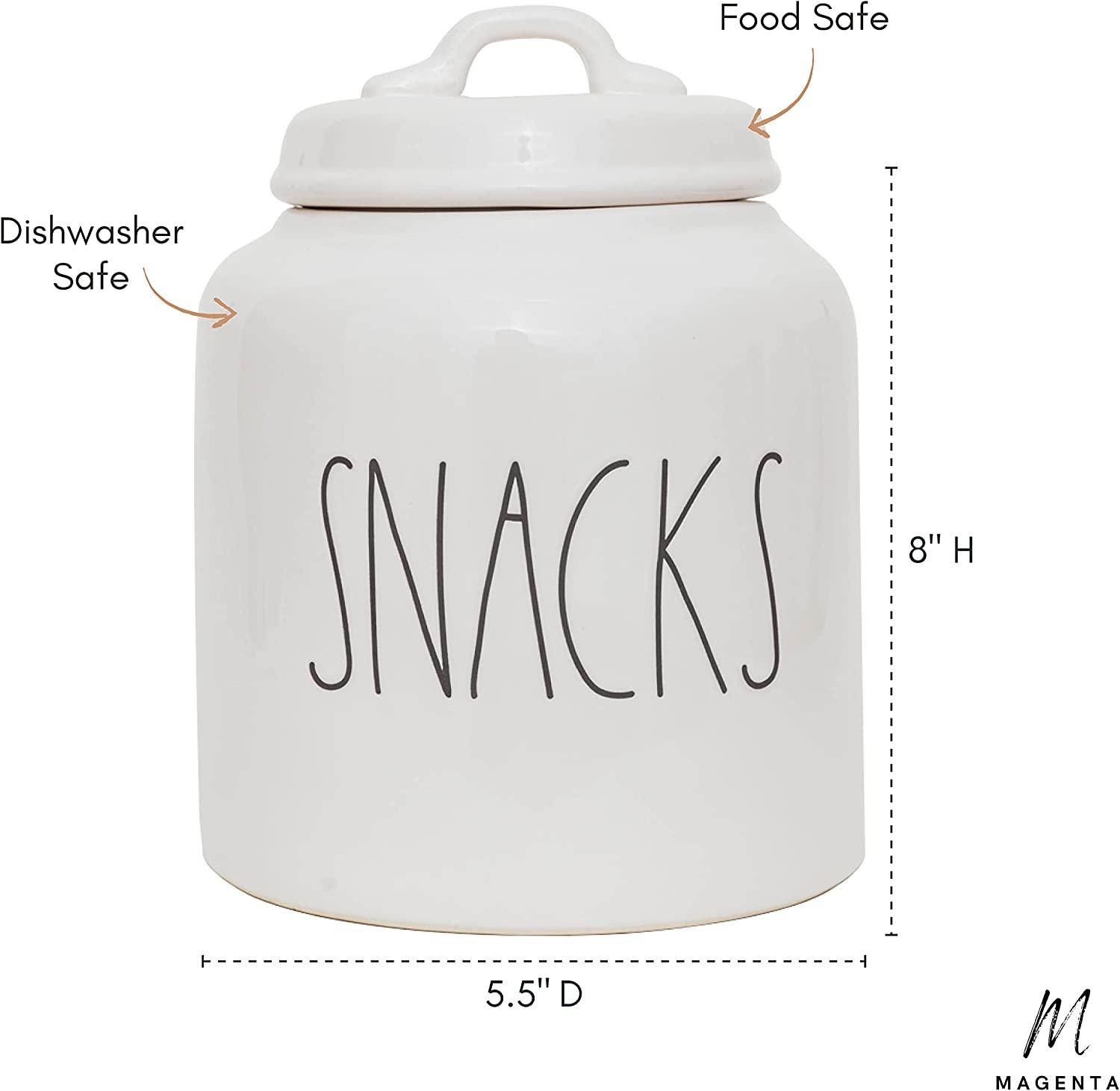 Rae Dunn Ceramic Cookie Jar for Snack Storage, Stoneware Treat Canister