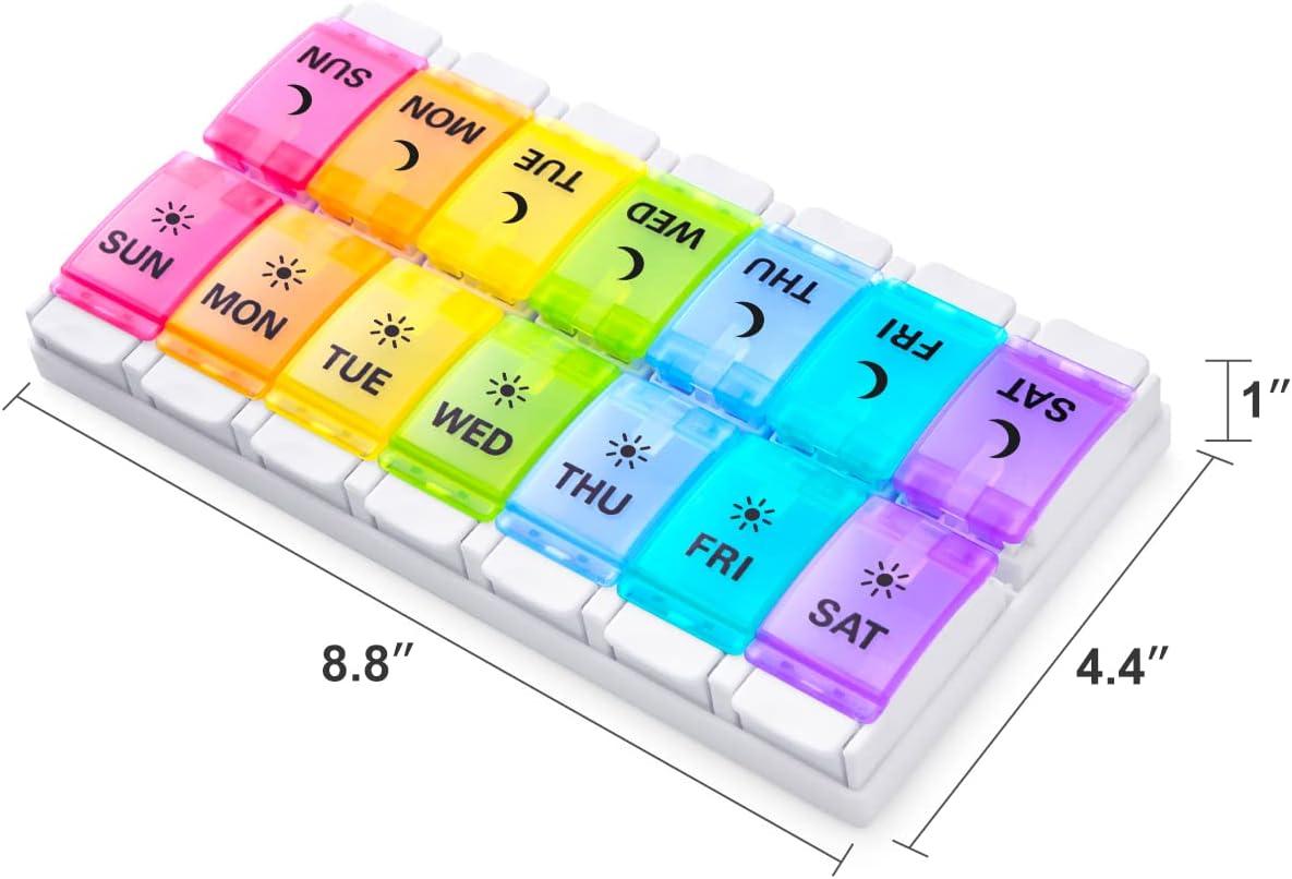 Easy Open Pill Organizer 2 Times a Day Large 7 Day Pill Box Twice a Day