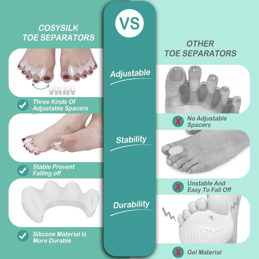 COSYSILK Correct Your Toes Adjustable Toe Spacers with Inserts Toe  Separators for Women For Plantar Fasciitis Overlapping Toes Feet Pain (S  Size) Small
