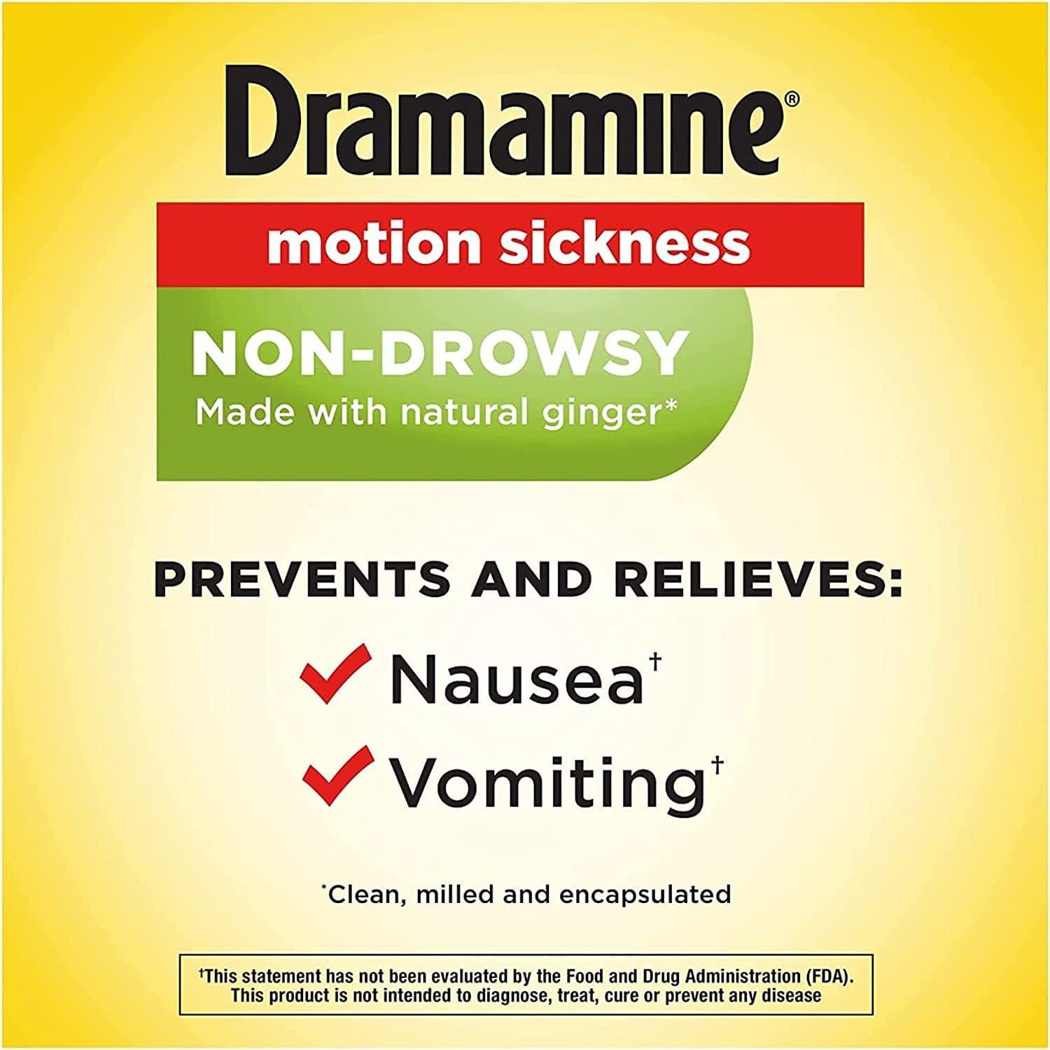 Dramamine NonDrowsy Naturals Natural Ginger Formula (18 Capsules)