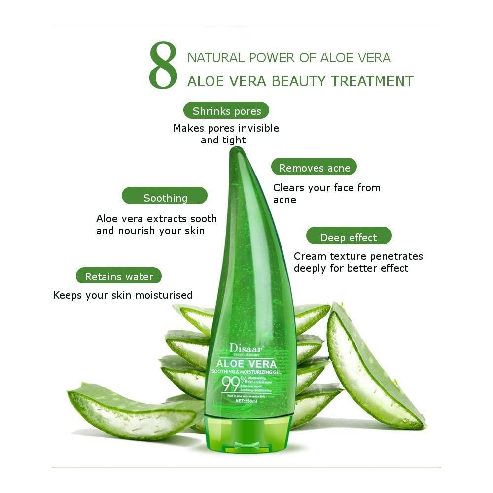 DISAAR BEAUTY Aloe Vera Gel 99% - Soothing & Moisturizing, Oil Control,  Acne & After-Sun Repair - 260ml | Buy Now with Express International  Delivery | GoSupps.com