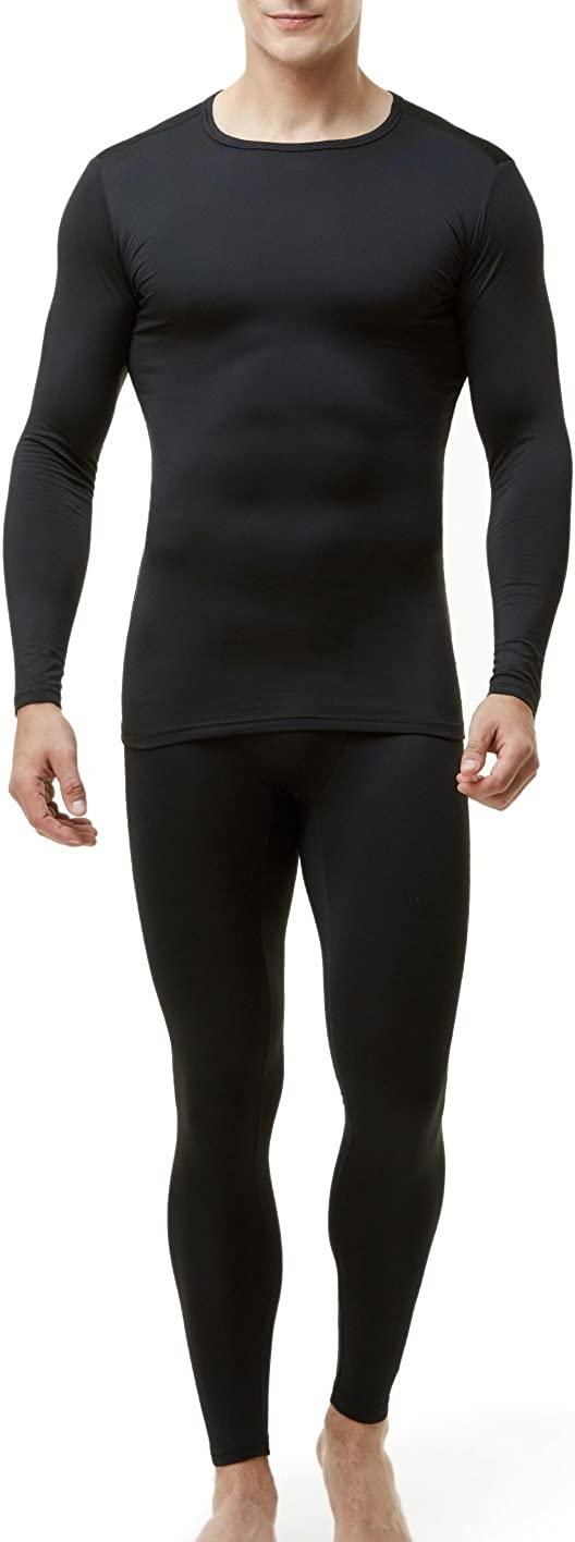 TSLA Mens Thermal Underwear Set Microfiber Soft Fleece Lined Long Johns