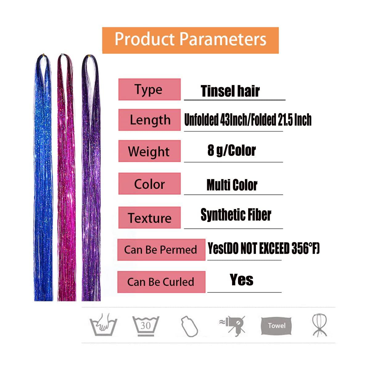 Sygy Hair Tinsel Kit, 15 Colors 3000 Strands Tinsel Hair Extensions and 12 Colors 24 Pcs Hair Feathers Extensions Kit with Tools, Fairy Hair Tinsel