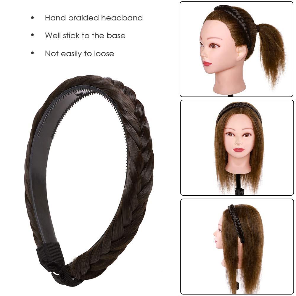 Hairro Braided Headband With Tooth Fishtail Braids Hairband With Teeth Braid  Hair Band Hair Hoop Plaited Hairband With Comb Braid Headband Synthetic  Headband Hairpiece For Women 48g 4A Dark Brown 1 Count (
