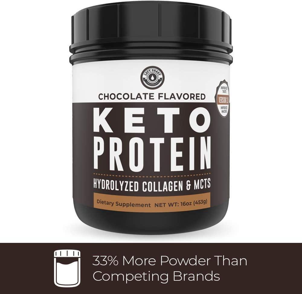 Keto Collagen Protein Powder Chocolate 1lb GrassFed Collagen, MCT