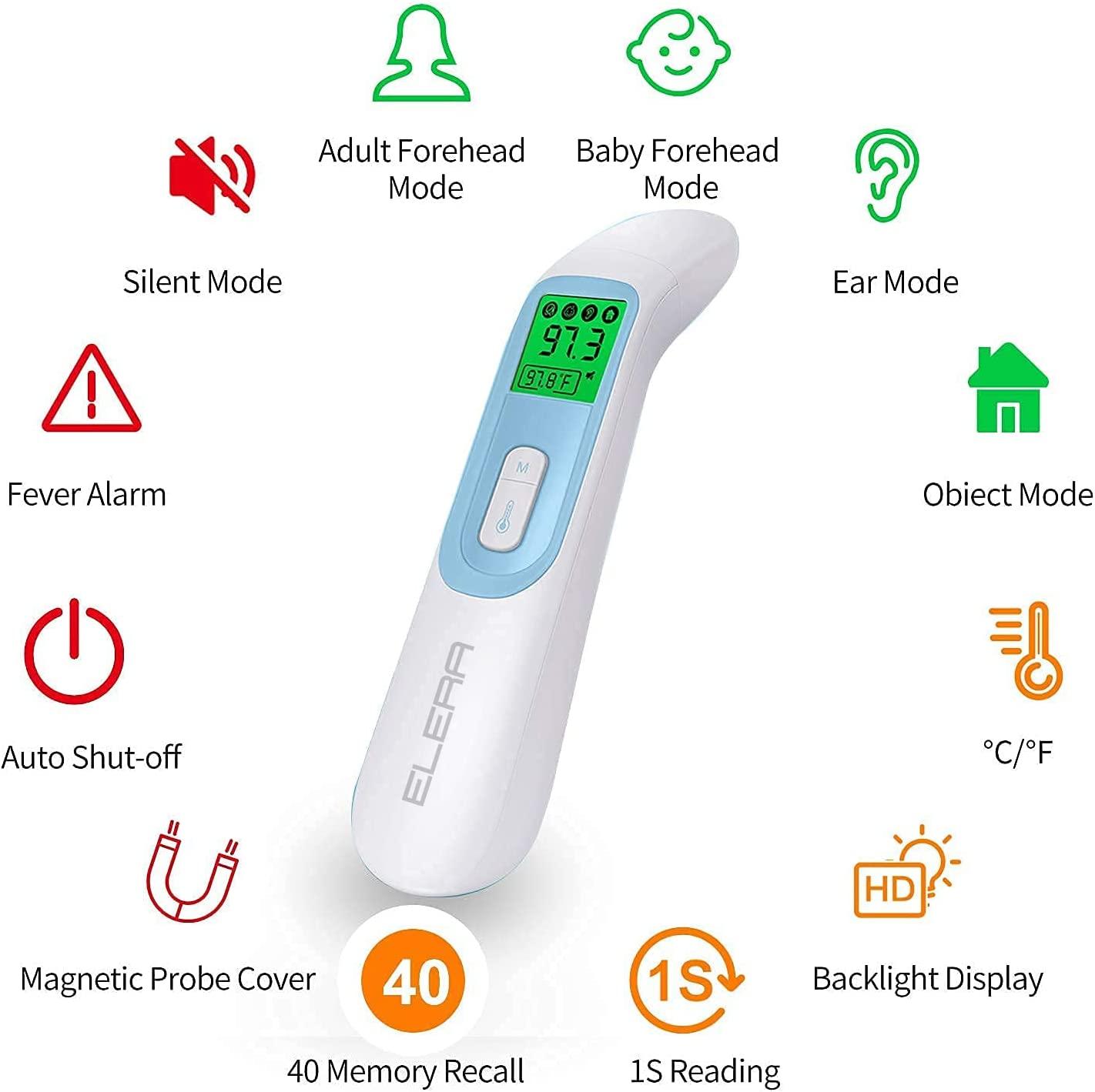 ELERA Ear Thermometer for Baby Infrared Forehead & Ear, 1s Reading