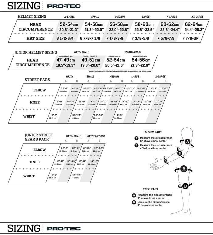 Protec helmet size guide hotsell
