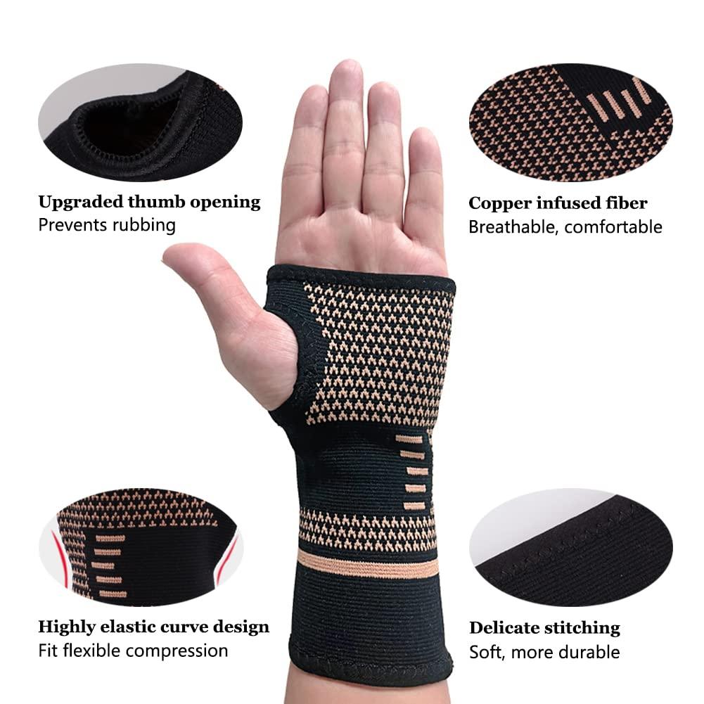 Copper Wrist Compression Sleeve Elastic Wrist Support Sleeve Wrist