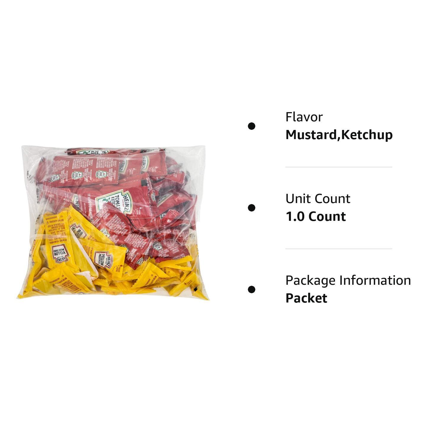Heinz Condiment Packets Ketchup and Mustard (100 Total 50 Each Flavor