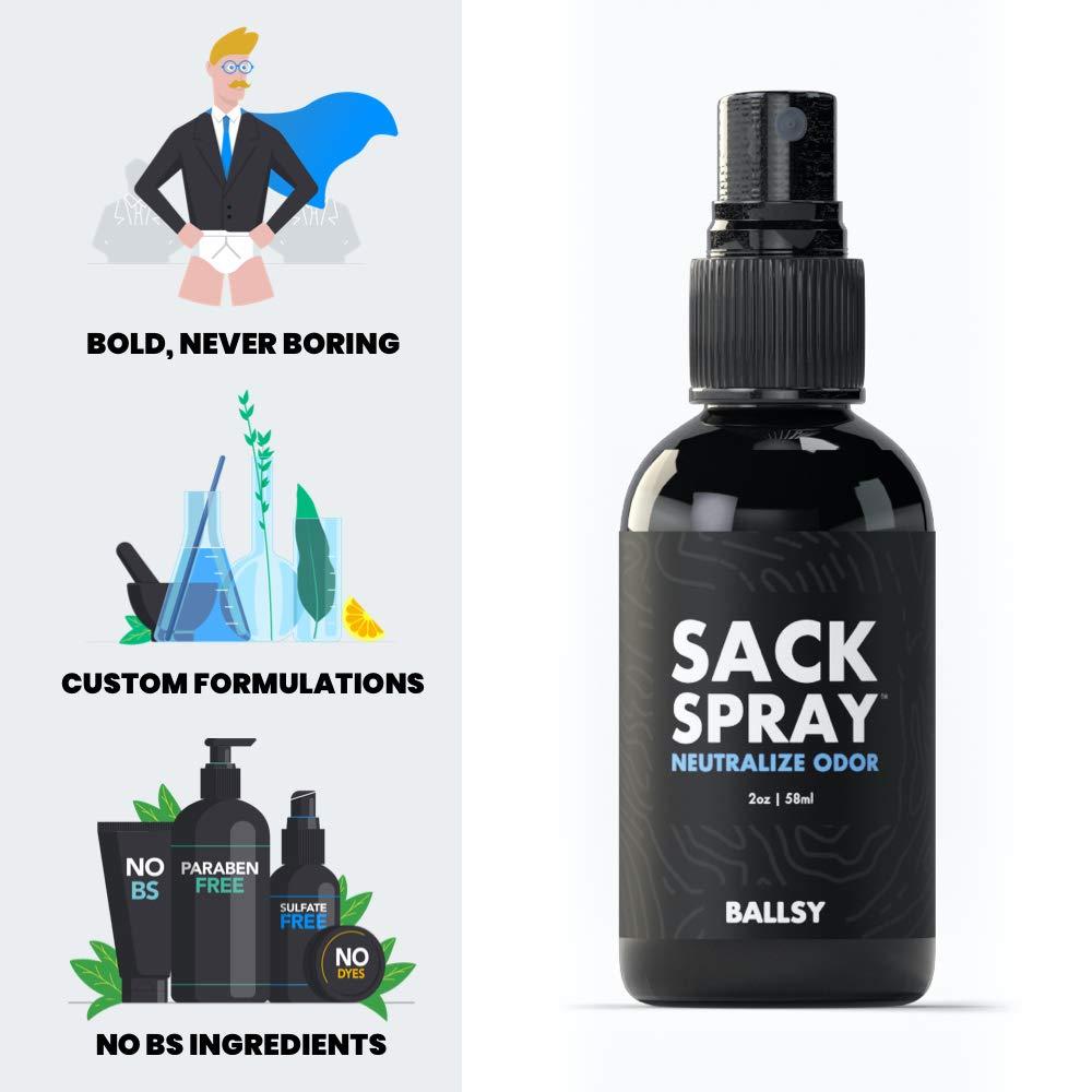 Ballsy Sack Spray (2oz) Natural Deodorant for Men Ball Spray for