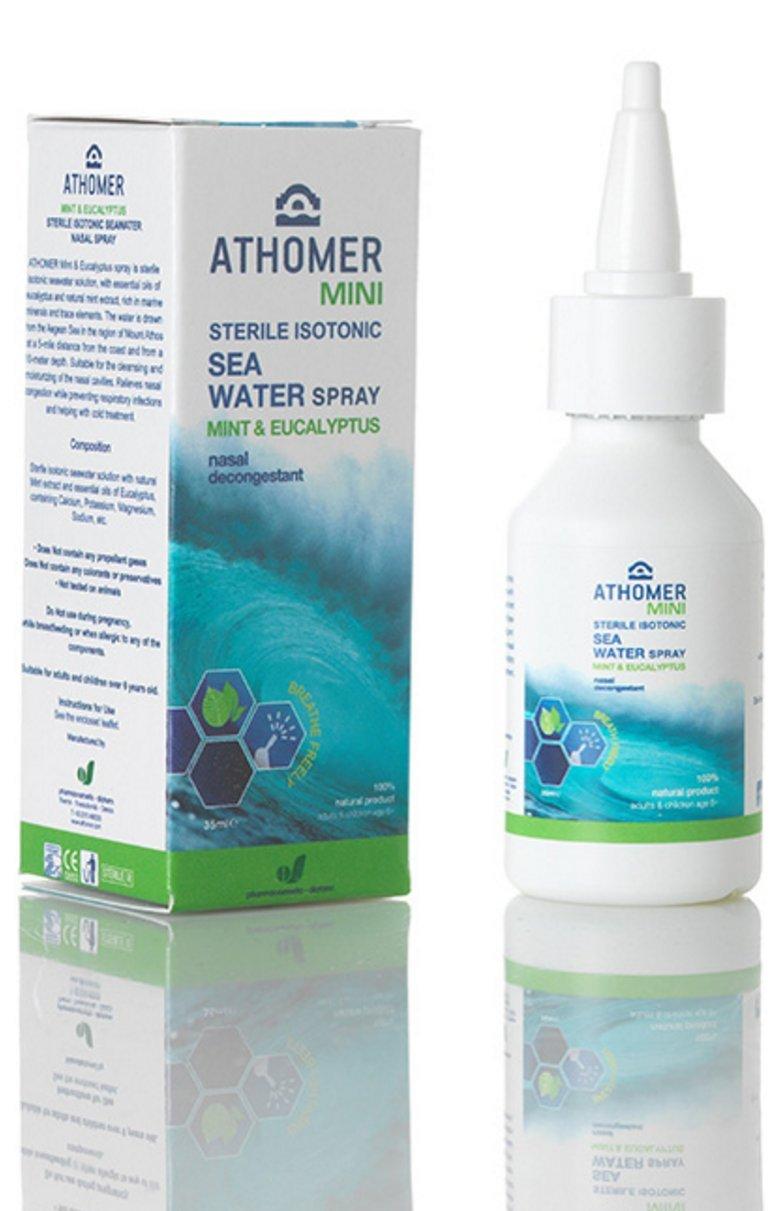 All Natural Seawater Nasal Spray with Mint and Eucalyptus for Colds
