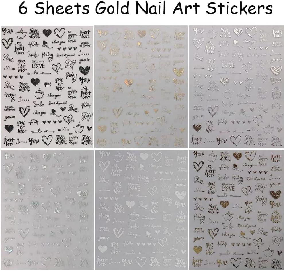 TRINGKY 6 Sheets Glitter Alphabet Stickers Letter Nail Art