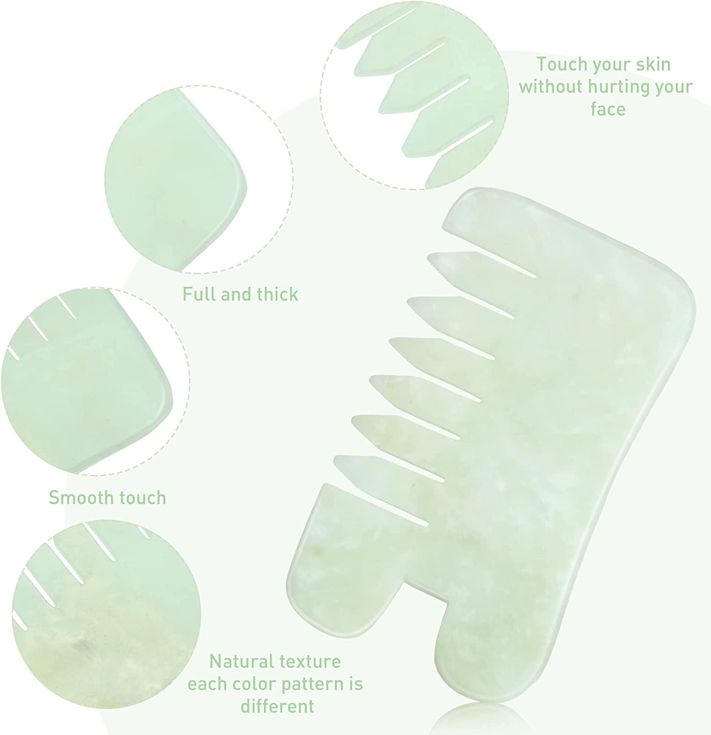 2 Pcs Jade Massage Comb Guasha Comb Guasha Scraping Scalp Comb Jade Gua Sha Scraping Massage