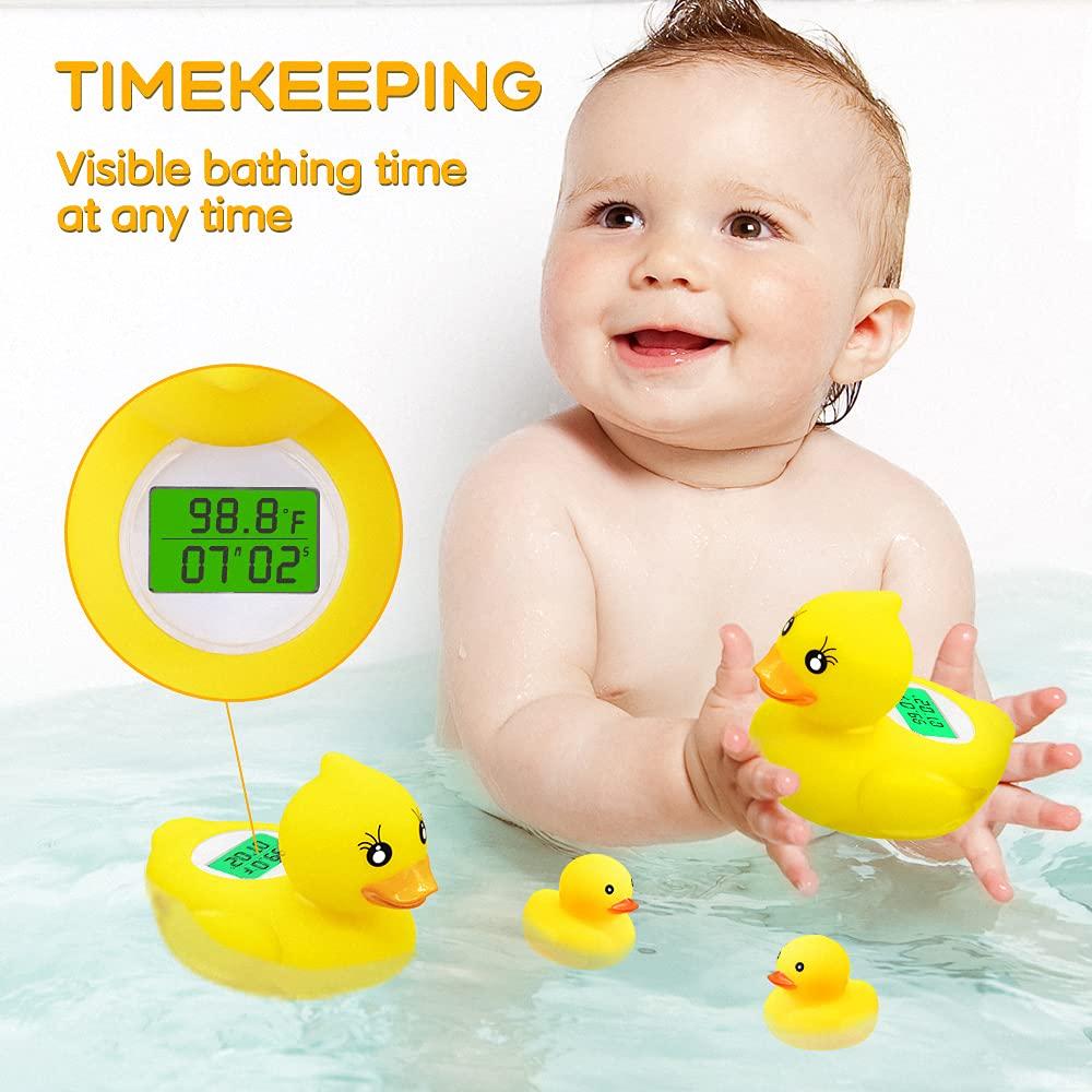 Baby Bath Thermometer Floating Toy, BabyElf Rubber Duck Thermometer for Infants, Water and Room
