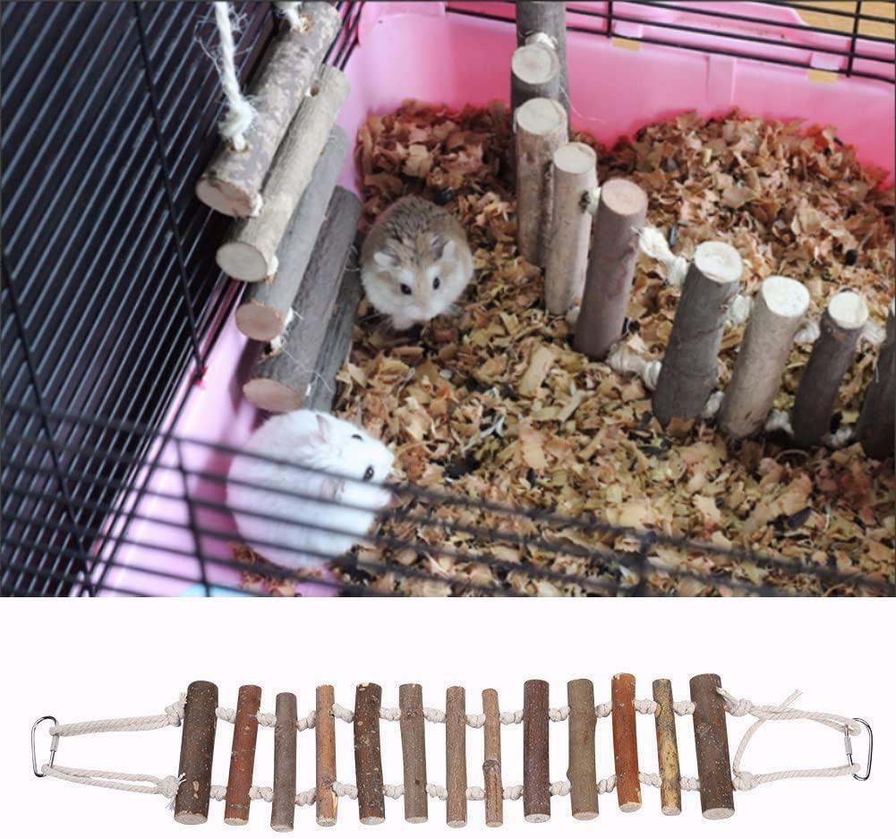 Wooden Bird Hanging Ladder & Rope Swing Bridge - Pet Training Toy for ...