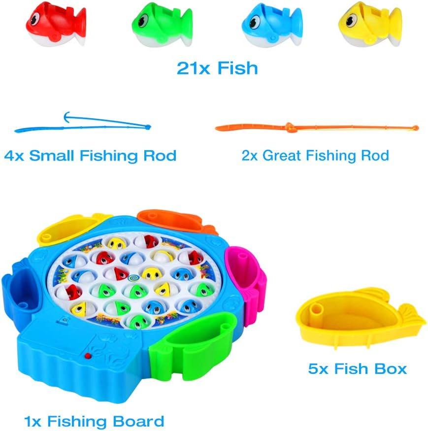 Nuheby Fish Game Toy Fishing Toys for 3 4 5 6 Year Old Boys Girls Kids  Gifts Musical Fishing Rod Set Board Games Toddler Toys Role Play Game for 3  4 5 6 Year Old Boy Girl