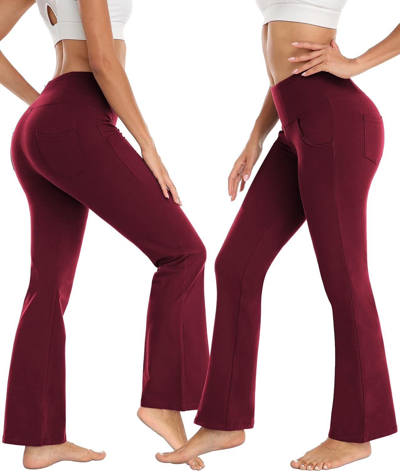  IUGA Bootcut Yoga Pants with Pockets for Women High Waisted  Workout Pants Women Flare Yoga Pants Tummy Control Maroon : Clothing, Shoes  & Jewelry