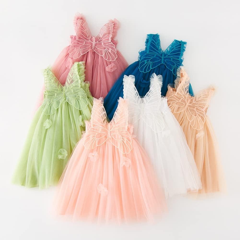 PythJooh Baby Girl Tulle Dress Toddler Girl Sleeveless Butterfly Wings Tutu Princess Dress Daisy Stars Sundresses for 0-4Years 9-12 Months Butterfly