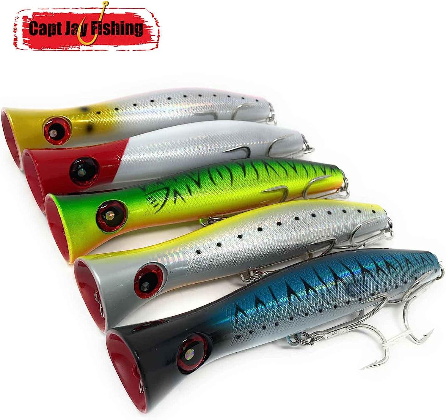Capt Jay Fishing Saltwater Popper Lures topwater Floating Fishing Lures  Surf Fishing Floating Lure, Poppers, Fishing Lures, Surf Fishing Lures Red  head 200 Millimeters