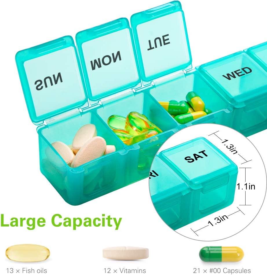 BUG HULL Pill Organizer 2 Times a Day, Extra Large AM PM Pill Box Weekly,  BPA-Free XL Day and Night Pill Case 7 Day, X-Large Medicine Organizer Twice  a Day, Pill Container