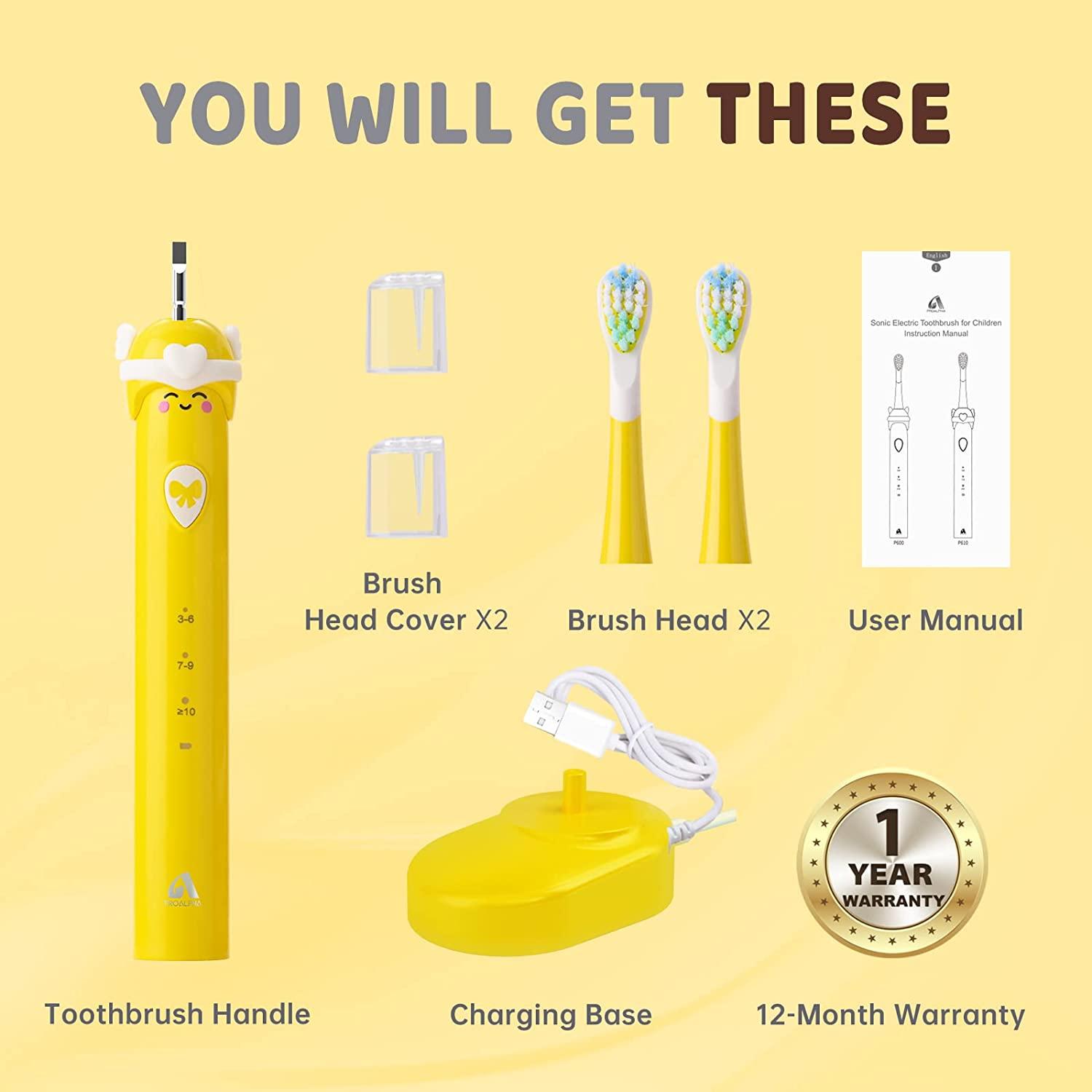 Kids Sonic Toothbrushes for Age 312, Wireless Rechargeable Electric