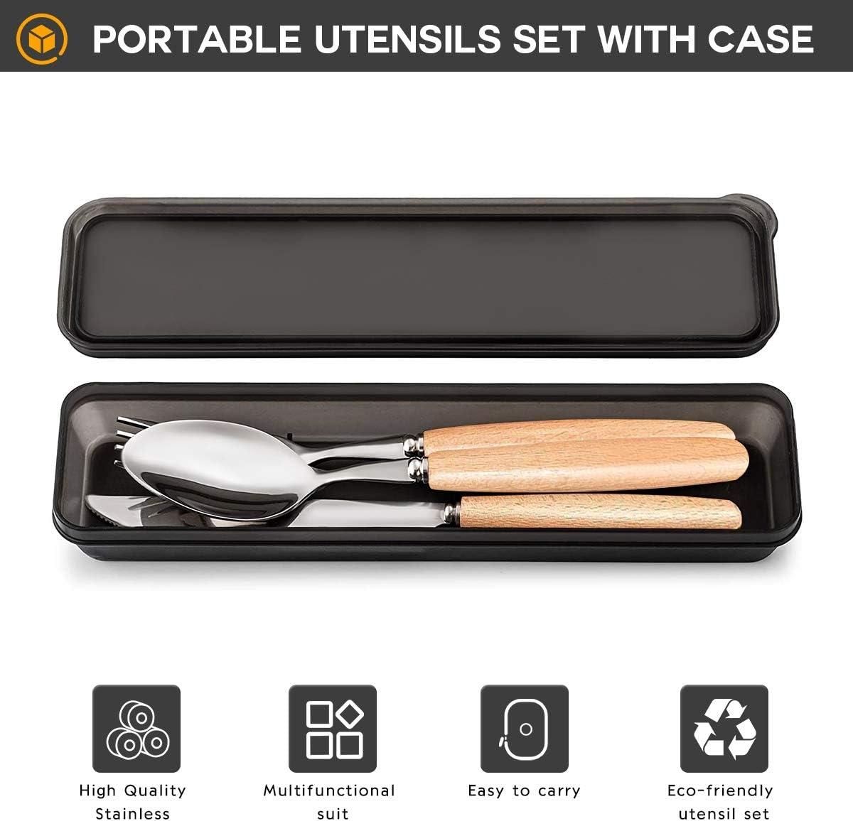 Portable Travel Utensils, Reusable Silverware with Case for Fixing