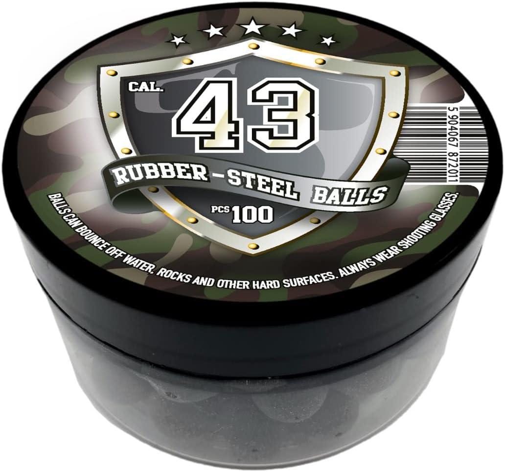 RUBBERSTEEL BALLS .43 Cal. 100 x Hard Mix Rubber Steel Balls